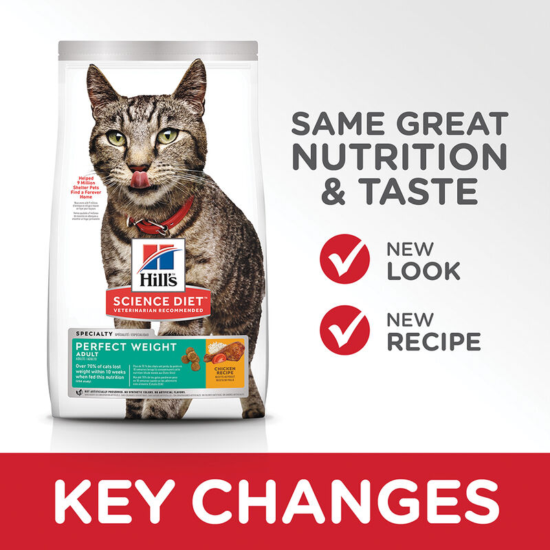 Science Diet, Adult Perfect Weight Chicken Recipe Dry Cat Food for healthy weight and weight managem image number null