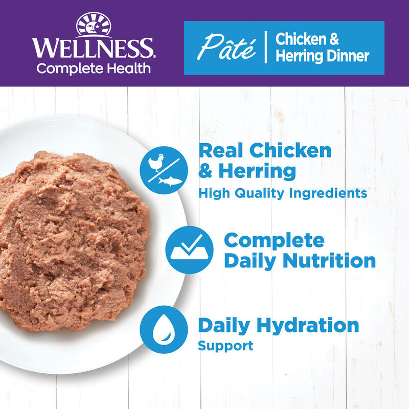 Wellness, Canned Cat Food, Complete Health, Chicken & Herring - Wet Cat Food image number null