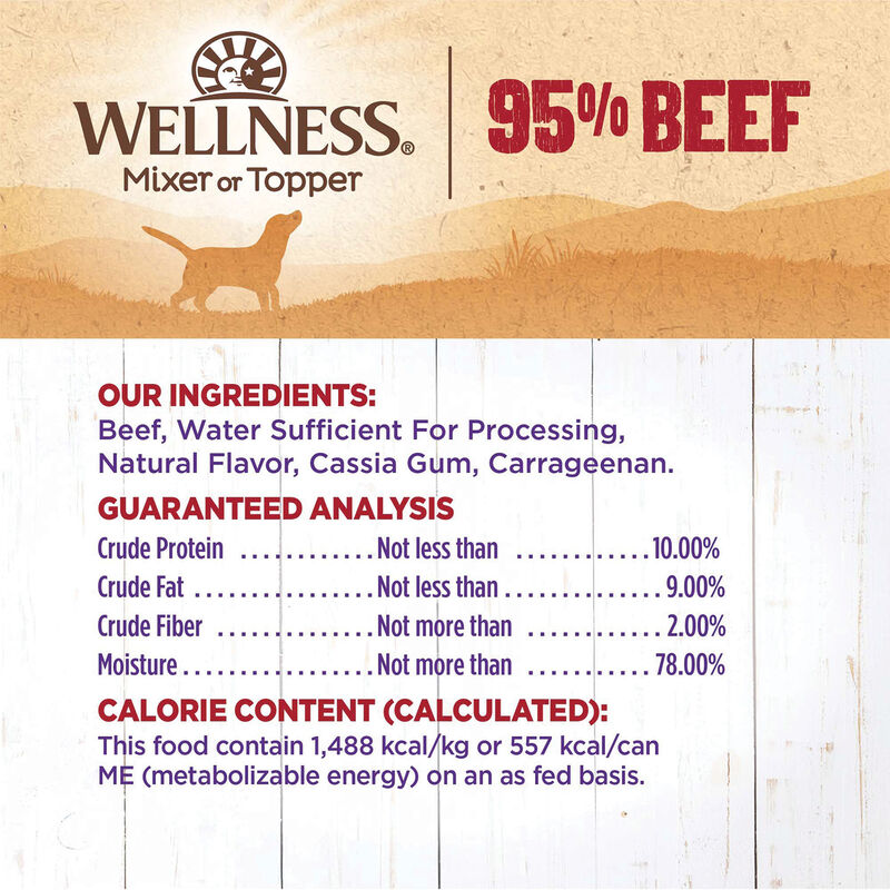 Wellness, Canned Dog Food, Mixers & Toppers, 95% Beef - 13 oz - Wet Dog Food image number null