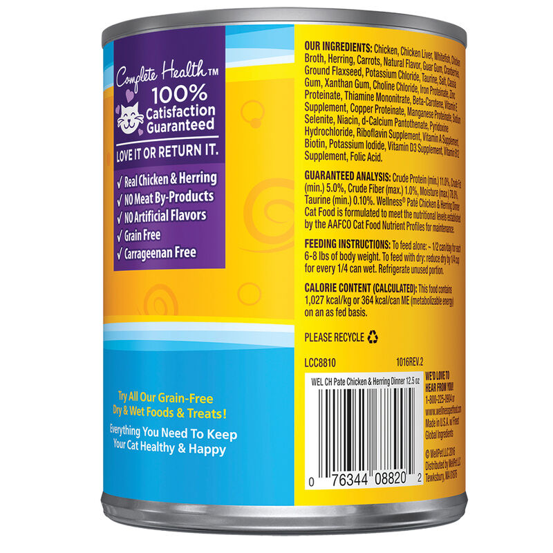 Wellness, Canned Cat Food, Complete Health, Chicken & Herring - Wet Cat Food image number null