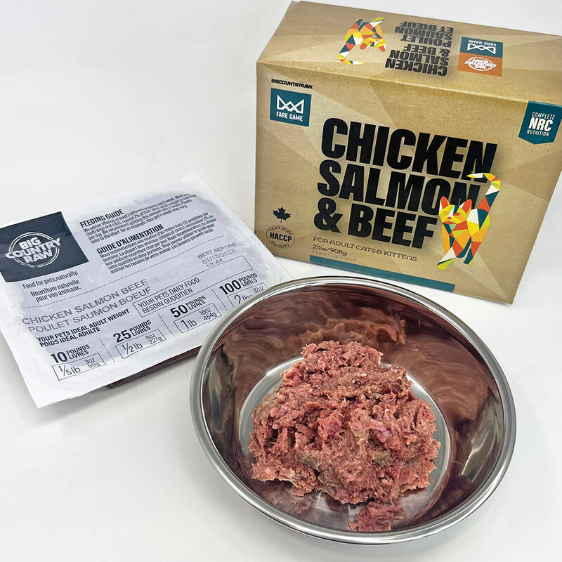 Big Country Raw, Fare Game - Chicken, Salmon & Beef - 0.9 kg - Frozen Cat Food image number null