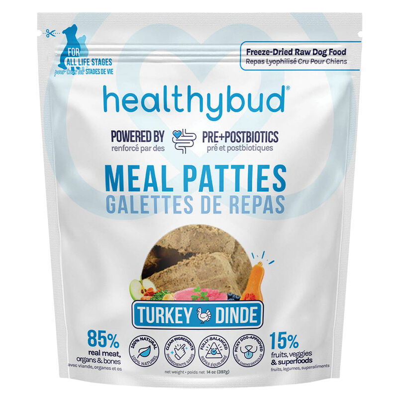 Healthybud, Freeze-Dried Turkey Meal Patties 397g - Freeze Dried Dog Food image number null