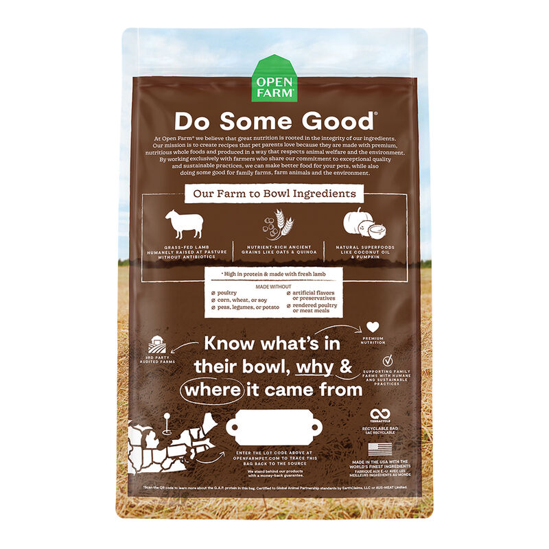 Open Farm, Pasture-Raised Lamb & Ancient Grains Adult Dog Dry Food - Dry Dog Food image number null