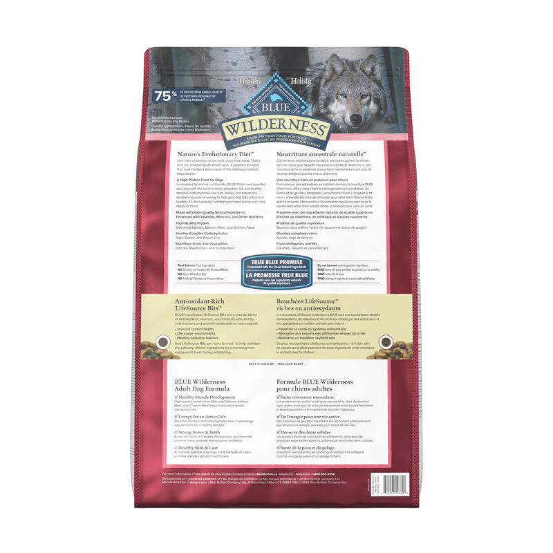 Blue Buffalo, Wilderness with More Meat & Wholesome Grains Adult Dog - Salmon - Dry Dog Food image number null