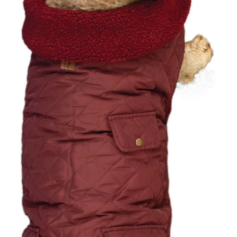 Canada Paws, Quilted Barn Coat - Burgundy - Dog Coat image number null