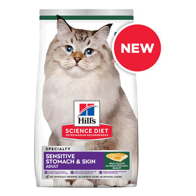 Science Diet, Feline Adult - Sensitive Stomach & Skin - Pollock & Barley - Dry Cat Food