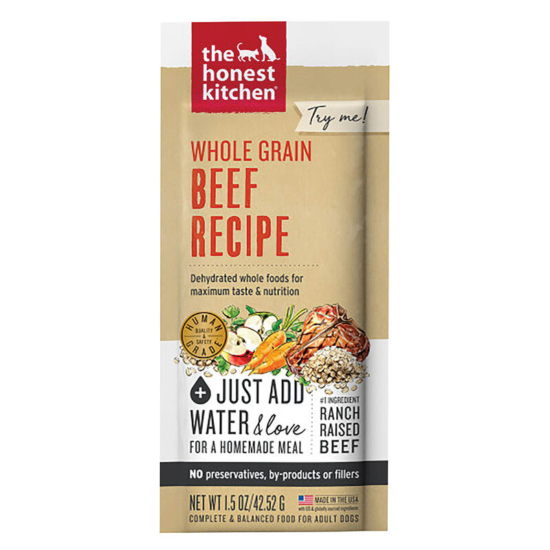 The Honest Kitchen, Adult - Whole Grain Beef - Single Serve - 42.5 g - Freeze Dried Dog Food image number null