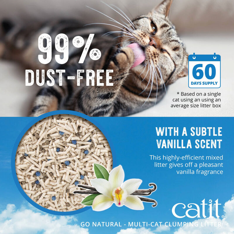 Catit Go Natural! Pea Husk Mix Multi-Cat Clumping Cat Litter Vanilla-Scented - 6.4 kg image number null