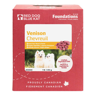 Red Dog Blue Kat, Foundations Venison 4x0.25lb - Frozen Dog Food