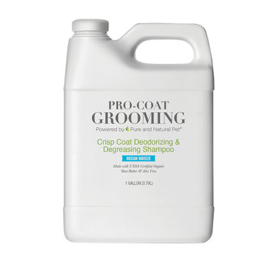 Pro Coat Grooming, Crisp Coat Deodorizing & Degreasing Shampoo - Ocean Breeze - 1 Gallon