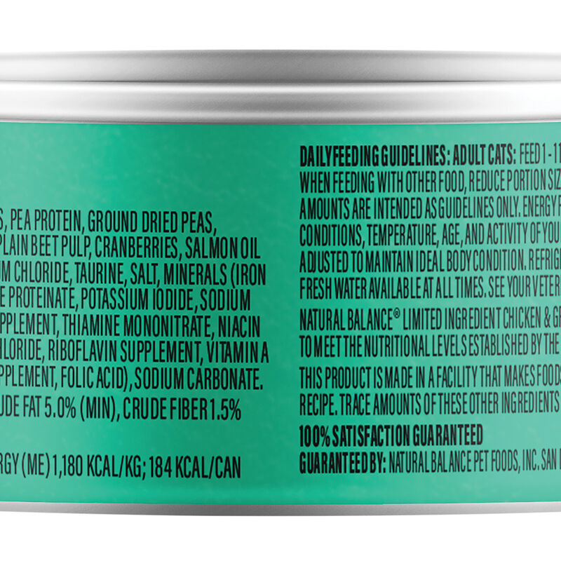 Natural Balance, Cat Can L.I.D. Chicken & Green Pea  - 5.5 oz - Wet Cat Food image number null