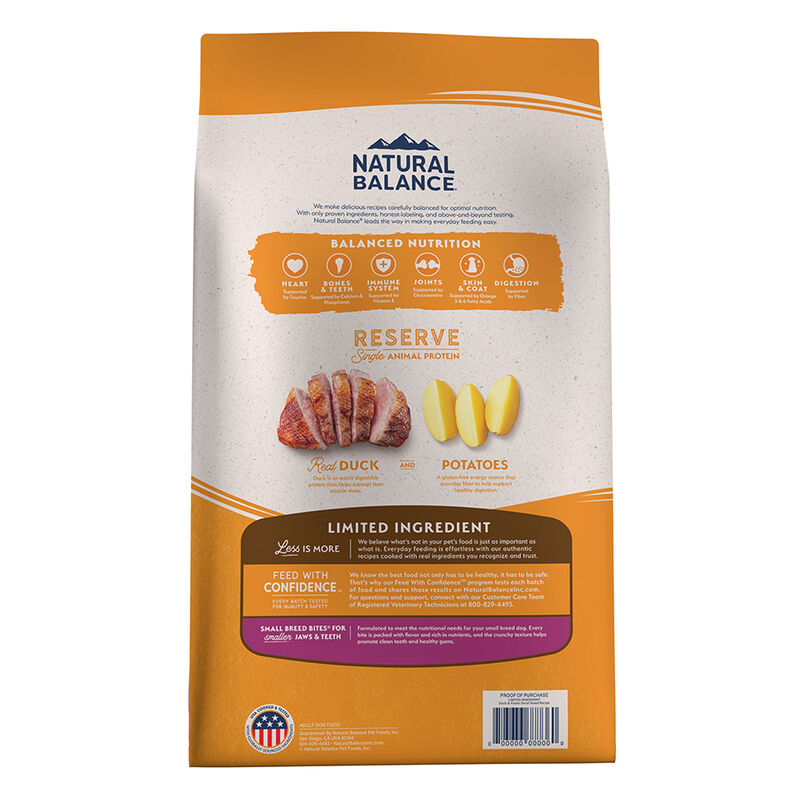 Natural Balance, Adult Small Breed - Duck & Potato - Dry Dog Food image number null