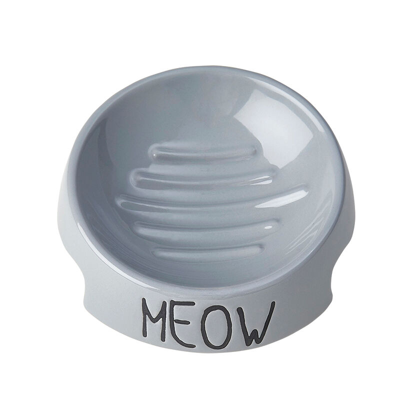 PetRageous, Meow Inverted Cat Bowl - Gray - 5" image number null
