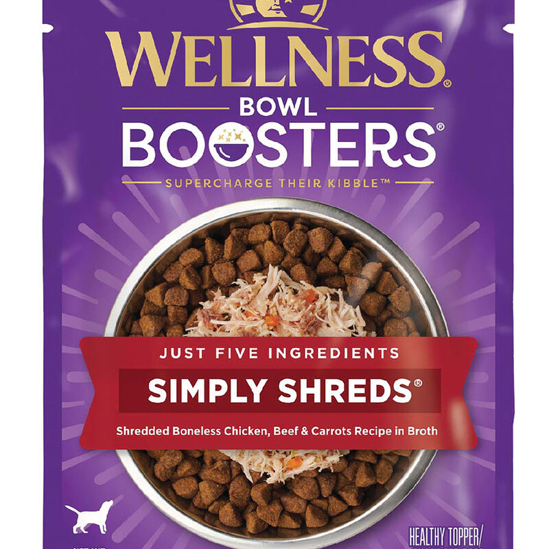 Wellness, Bowl Boosters Simply Shreds GF Shredded Boneless Chicken, Beef & Carrots - 79 g - Wet Dog image number null