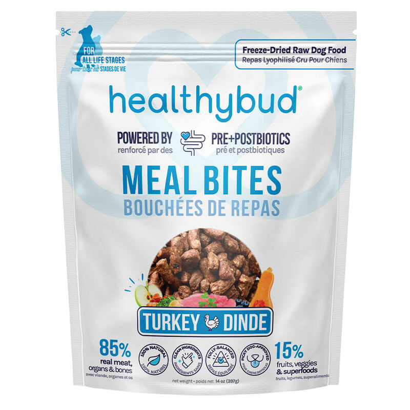 Healthybud, Freeze-Dried Turkey Meal Bites 397g - Freeze Dried Dog Food image number null