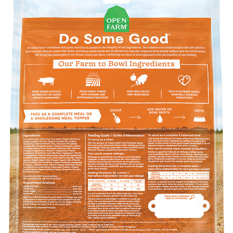 Open Farm, Farmer's Table Pork Freeze Dried Raw Dog Food - Freeze Dried Dog Food image number null
