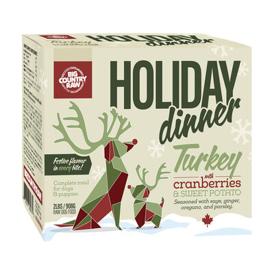 Big Country Raw, Holiday Dinner - Turkey with Cranberries & Sweet Potato - 2 lb - Frozen Dog Food