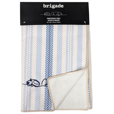 Brigade, Printed Microfiber Towel - Coronet Blue Stripes