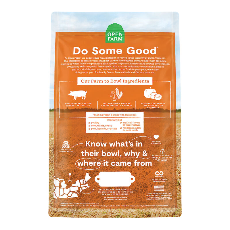 Open Farm, Farmer’s Table Pork & Ancient Grains Adult Dog Dry Food - Dry Dog Food image number null