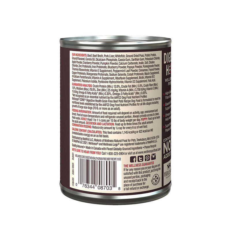 Wellness, Can, Adult - Core Digestive Health GF - Beef - 368 g - Wet Dog Food image number null