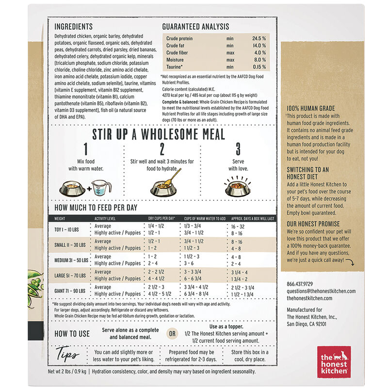 The Honest Kitchen,Whole Grain Chicken Recipe - Freeze Dried Dog Food image number null