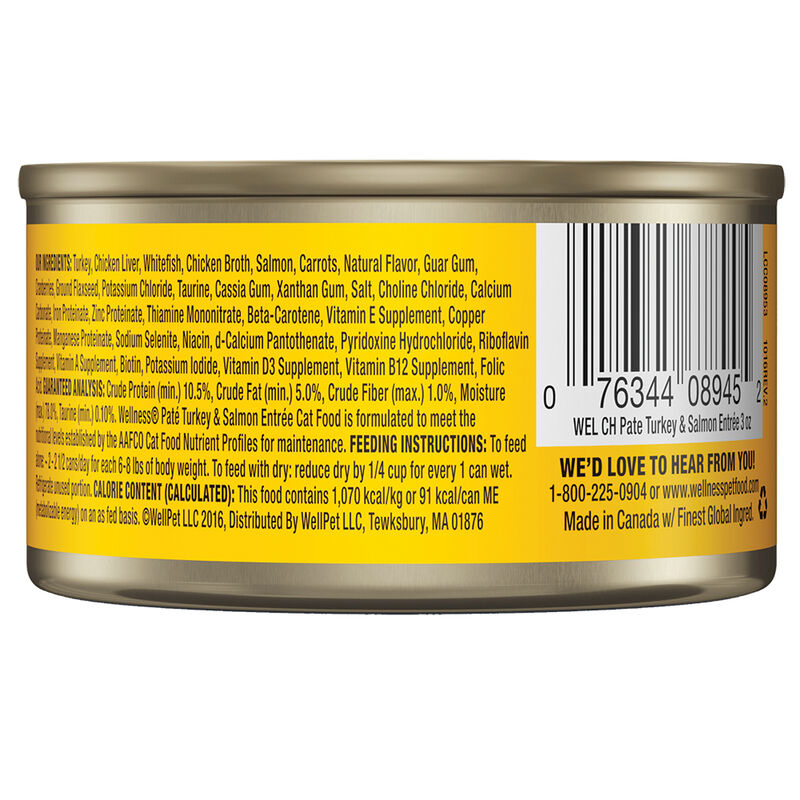 Wellness, Canned Cat Food, Complete Health, Turkey & Salmon - Wet Cat Food image number null