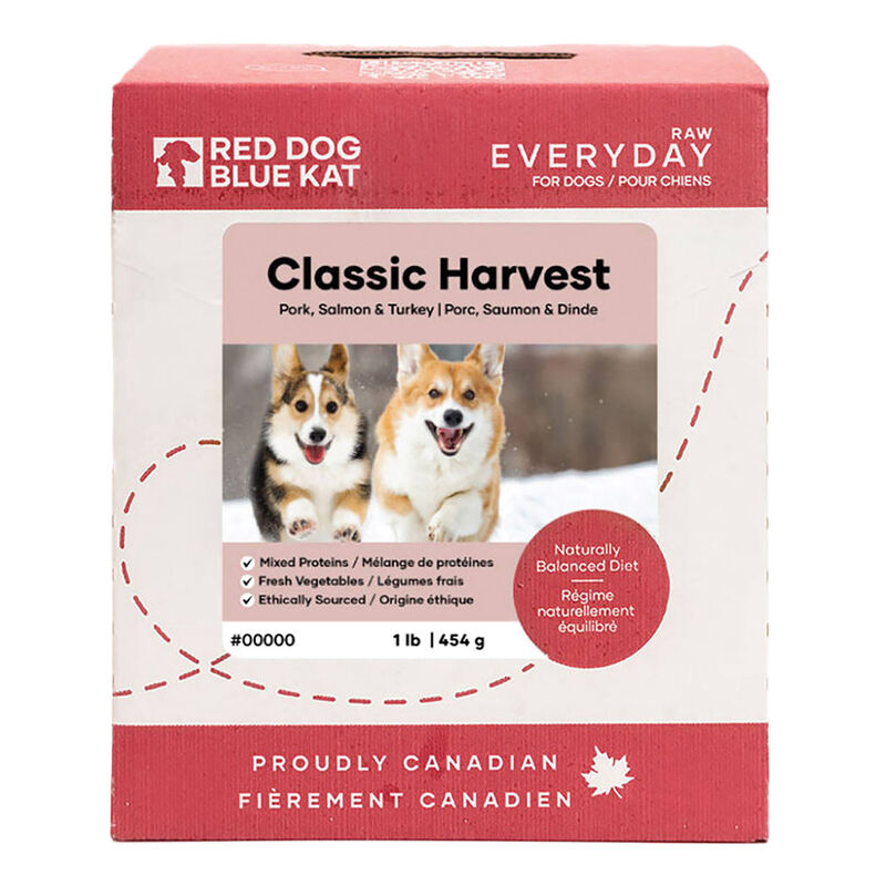 Red Dog Blue Kat, Everyday Raw Classic Harvest - Pork, Salmon and Turkkey 4x0.25lb - Frozen Dog Food image number null