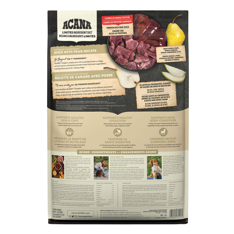 Acana, Adult - Singles Duck & Pear - Dry Dog Food image number null