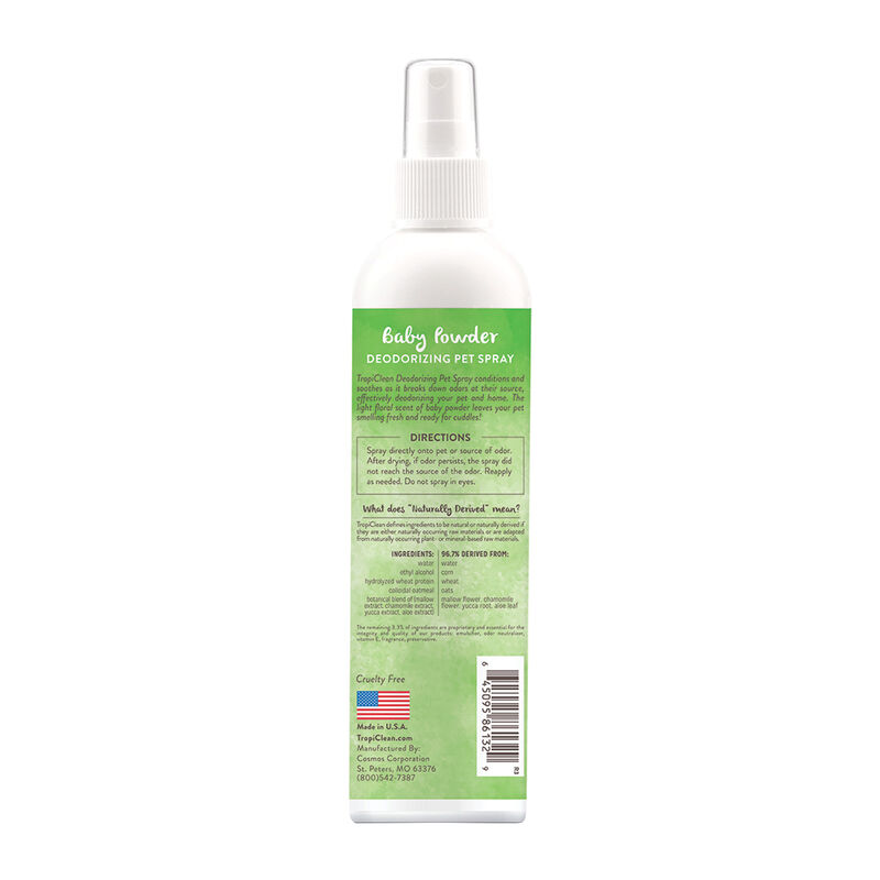 Tropiclean, Baby Powder Deodorizing Pet Spray - 8 oz image number null