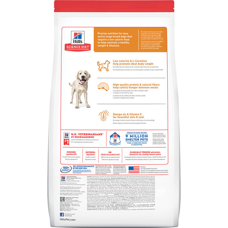 Science Diet, Adult Light Large Breed Chicken Meal & Barley Dry Dog Food for healthy weight - Dry Do image number null
