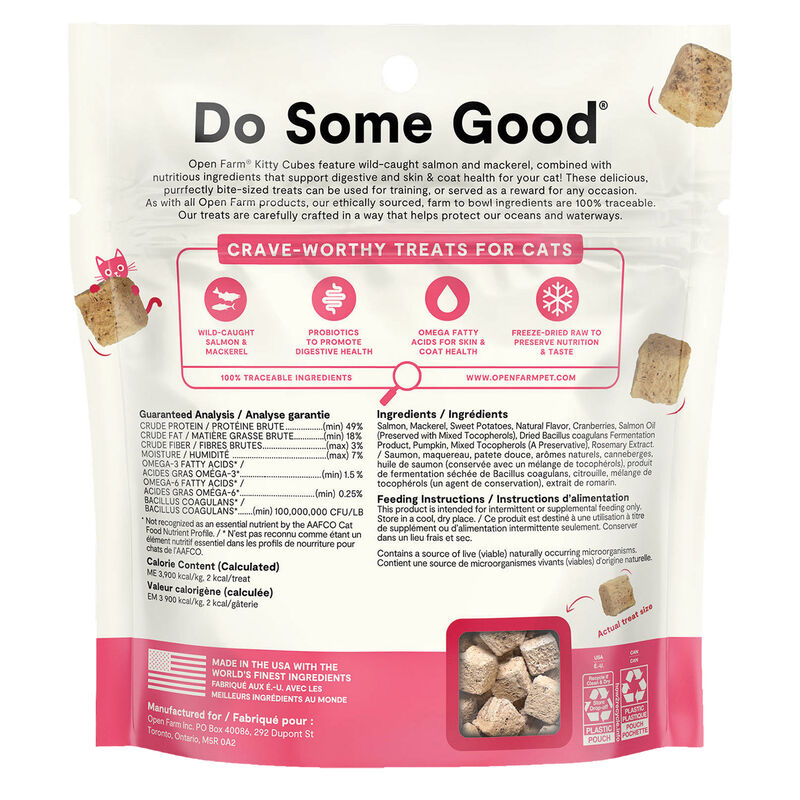 Open Farm, Kitty Cubes - Freeze Dried Raw Salmon & Mackerel - Cat Treats image number null