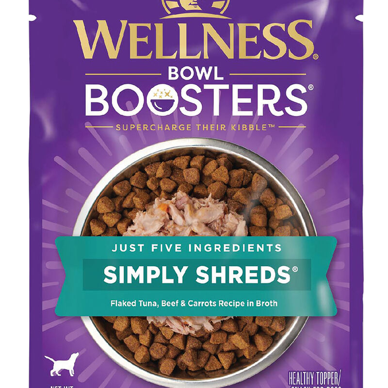 Wellness,  Bowl Boosters Simply Shreds GF Flaked Tuna, Beef & Carrots - 79 g - Wet Dog Food image number null