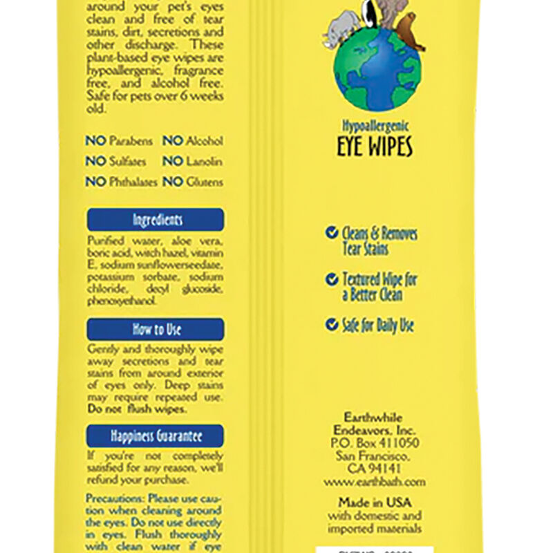 Earthbath, Hypoallegenic Grooming Wipes - Eye Wipes -30ct image number null