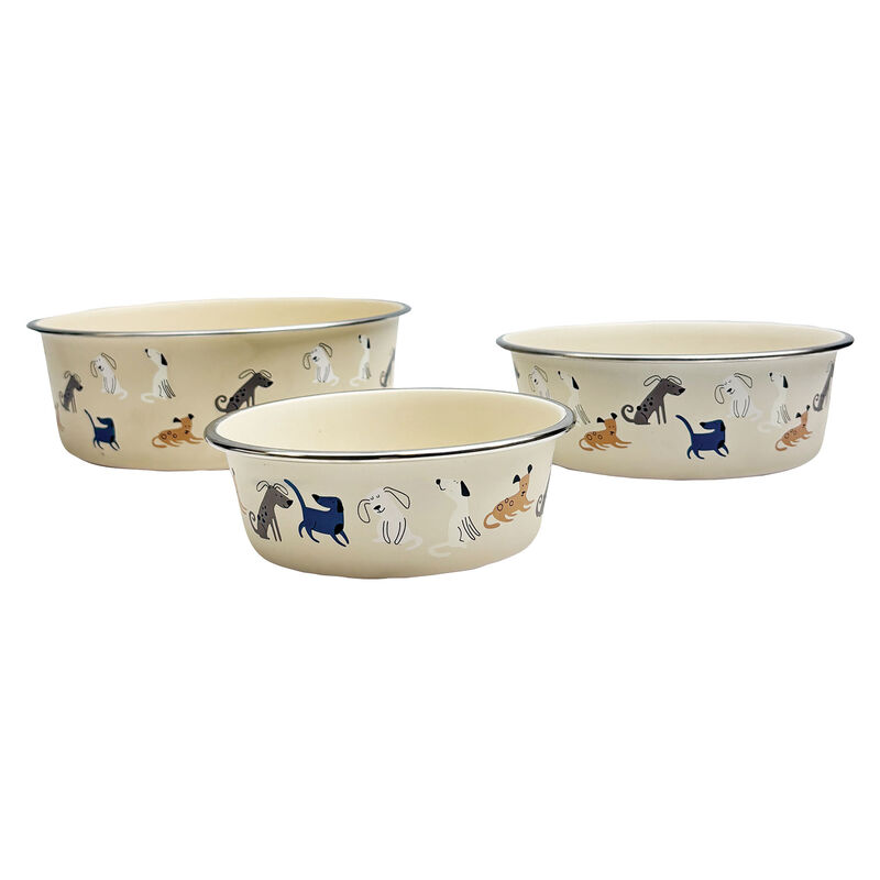 Brigade Printed Dog Bowl - Beige image number null