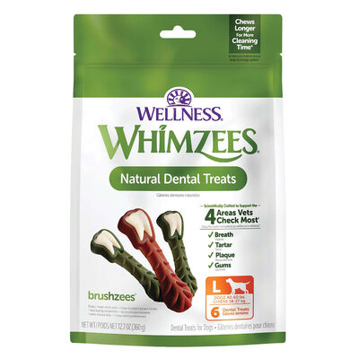 Whimzees, Dental Treat, Toothbrush Star Value Pouch - L-6 Pc