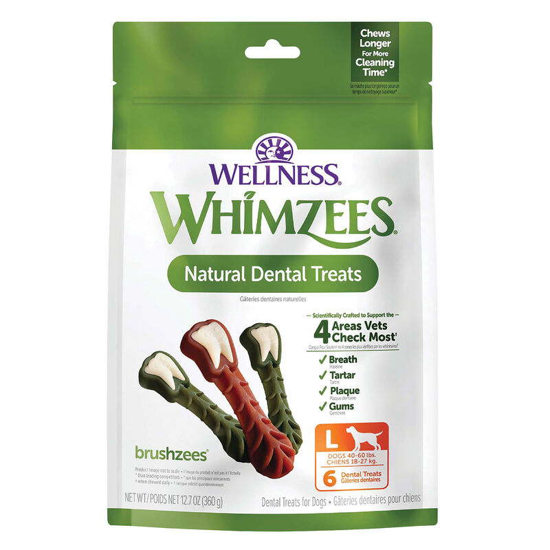 Whimzees, Dental Treat, Toothbrush Star Value Pouch - L-6 Pc image number null