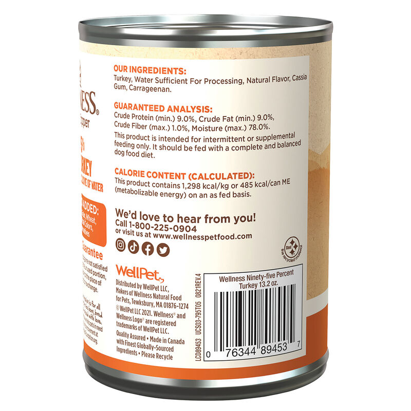 Wellness, Canned Dog Food, Mixers & Toppers, 95% Turkey - 13 oz - Wet Dog Food image number null