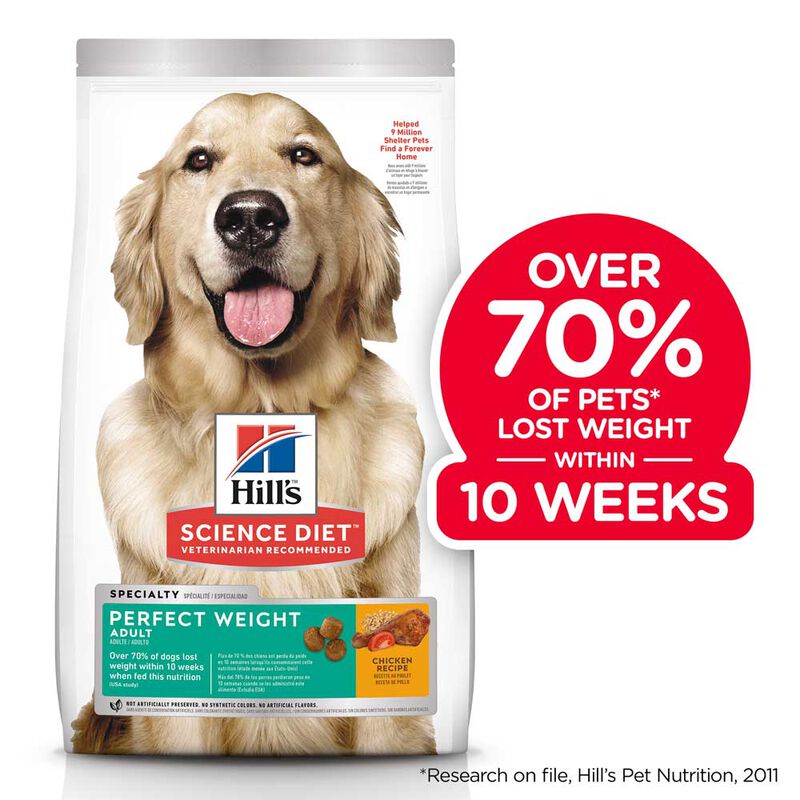 Science Diet, Adult Perfect Weight Chicken Recipe Dry Dog Food for healthy weight and weight managem image number null