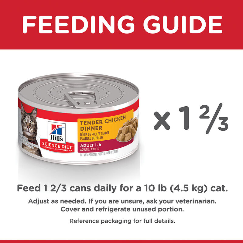 Science Diet, Adult Tender Chicken Dinner Canned Cat Food, 5.5 oz - Wet Cat Food image number null