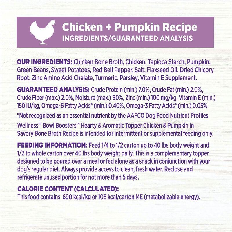 Wellness, Bowl Boosters - Hearty Toppers - Chicken & Pumpkin in Bone Broth - 156 g - Wet Dog Food image number null