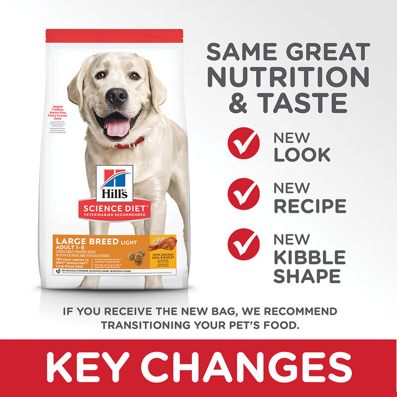 Science Diet, Adult Light Large Breed Chicken Meal & Barley Dry Dog Food for healthy weight - Dry Do image number null