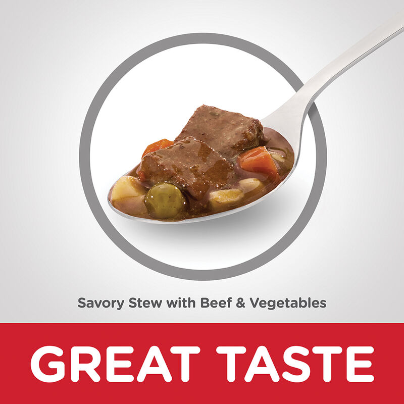 Science Diet, Adult 7+ Savory Stew with Beef & Vegetables Canned Dog Food, 363 g - Wet Dog Food image number null