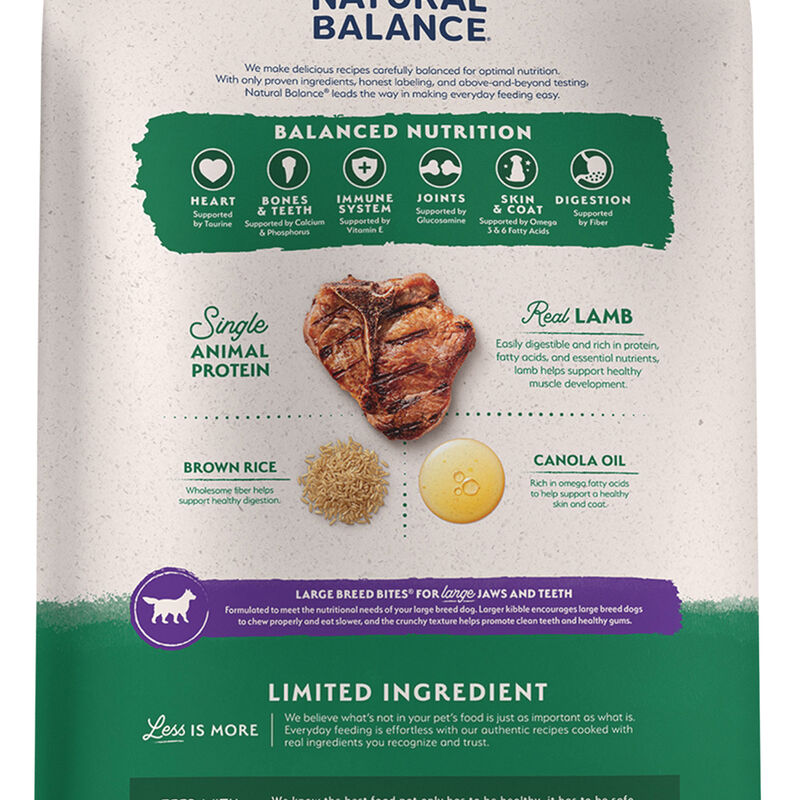 Natural Balance, Adult Large Breed - LID - Lamb & Rice - Dry Dog Food image number null