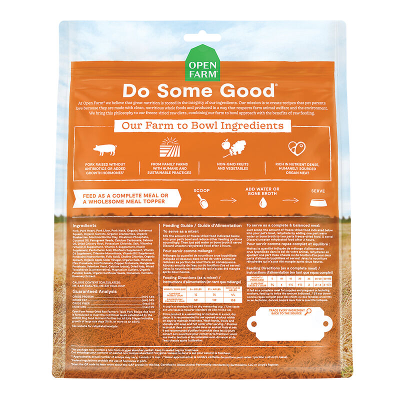 Open Farm, Farmer's Table Pork Freeze Dried Raw Dog Food - Freeze Dried Dog Food image number null