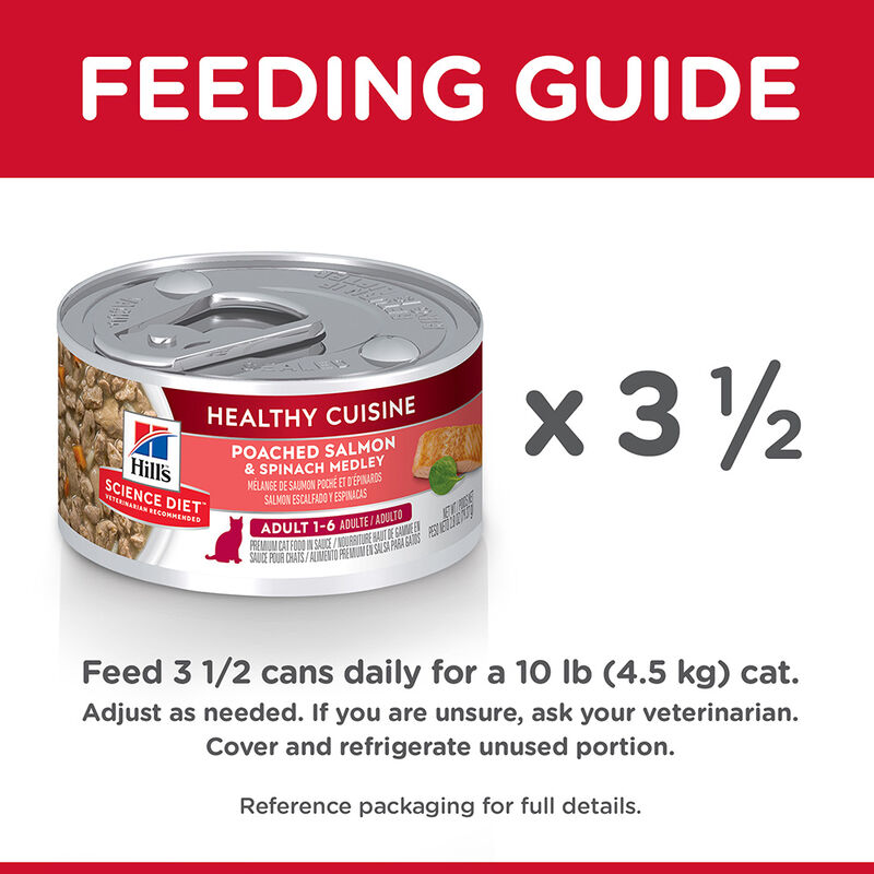 Science Diet, Adult Healthy Cuisine Poached Salmon & Spinach Medley - 79.37 g - Wet Cat Food image number null