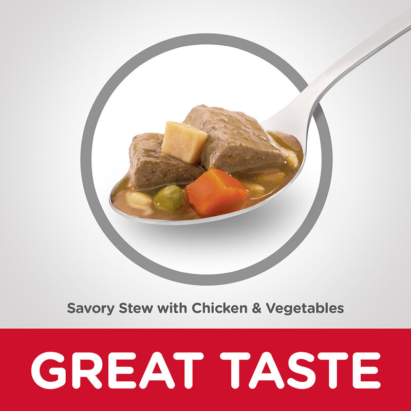 Science Diet, Can, Adult 7+ - Savory Stew Chicken & Vegetables - 363 g - Wet Dog Food image number null