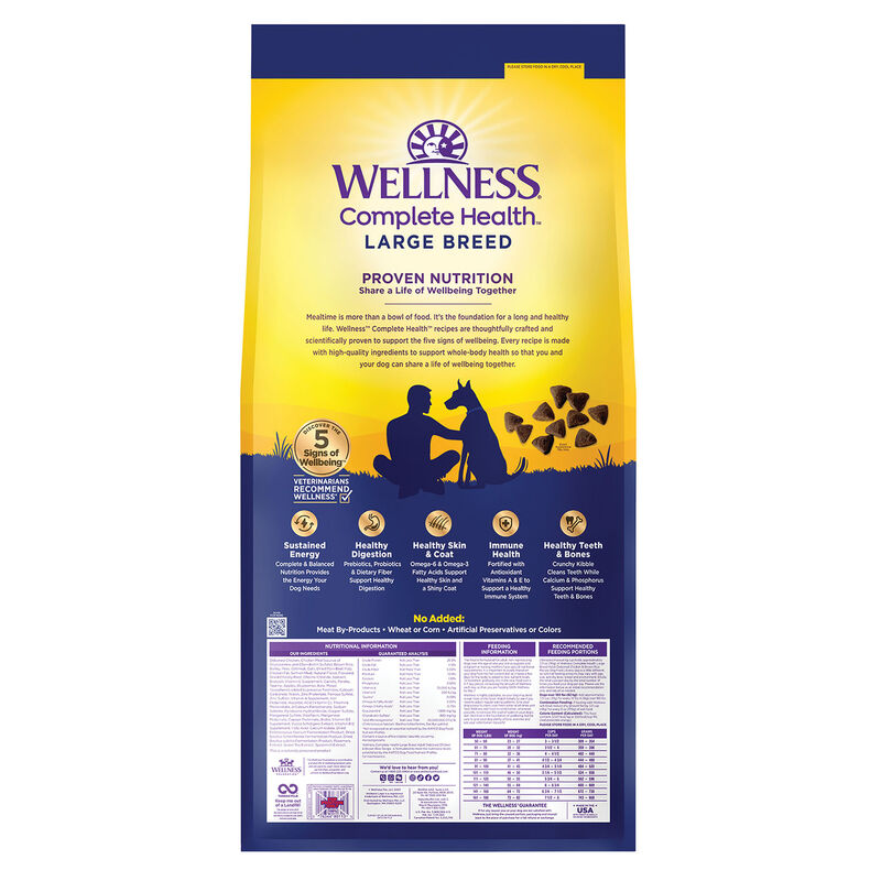Wellness, Large Breed Complete Health, Deboned Chicken, Brown Rice - Dry Dog Food image number null