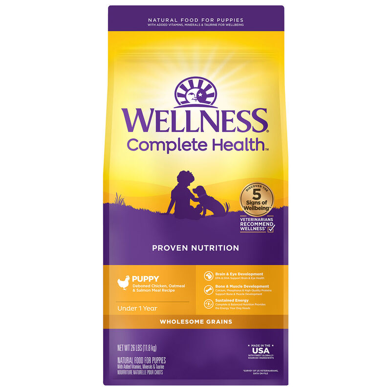 Wellness, Puppy Complete Health - Deboned Chicken, Oatmeal & Salmon Meal - 11.8 kg - Dry Dog Food image number null