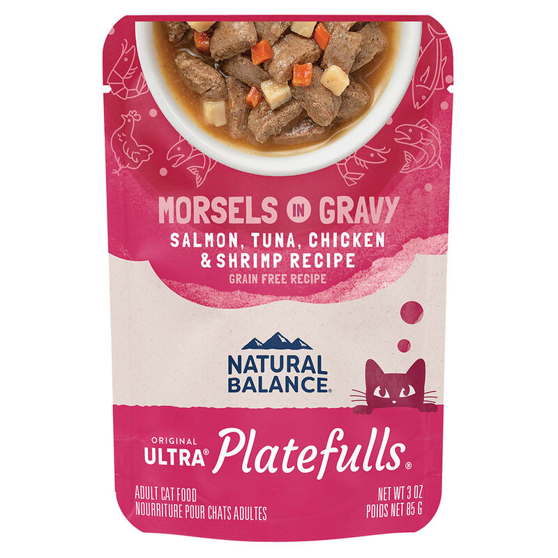 Natural Balance, Feline Adult Platefulls Indoor - Salmon, Tuna, Chicken & Shrimp - 85 g - Wet Cat Fo image number null