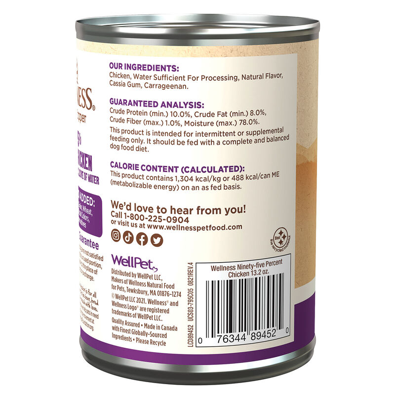 Wellness, Canned Dog Food, Mixers & Toppers, 95% Chicken - 13 oz - Wet Dog Food image number null